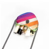 Rainbow Heart Shaped Crossbody Bag For Women, Women's Colorblock Patchwork Purses, Trendy Chain Shoulder Bag