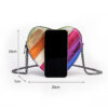 Rainbow Heart Shaped Crossbody Bag For Women, Women's Colorblock Patchwork Purses, Trendy Chain Shoulder Bag