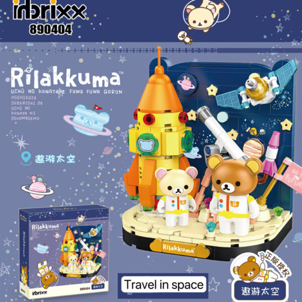 Rilakkuma Bear Cute Building Block Model Fairytale Castle Ornament Diy Handmade Educational Assemble Funny Toy Gift 2