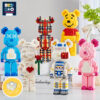Ukboo 385pcs Moc Micro Bearbrick Blue Bear Model Building Blocks Mini Bricks Toy For Children Gift 3