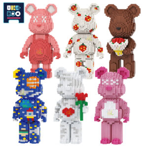 Ukboo 385pcs Moc Micro Bearbrick Blue Bear Model Building Blocks Mini Bricks Toy For Children Gift
