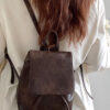 Vintage Large apacity Fashion Solid Brown Color Popular Backpack For Girls 2023 Spring Summer Ladies Commuter Travel Bag Tide