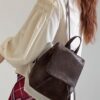 Vintage Large apacity Fashion Solid Brown Color Popular Backpack For Girls 2023 Spring Summer Ladies Commuter Travel Bag Tide