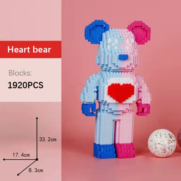 Violence Bear Building Block Toy Height Lovely Particles Diy Assembly Painting Bear 3d Model Children S 5