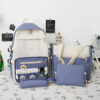 four-piece Student bag set 2024 new color matching canvas Mori shoulder female college style