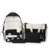 four-piece Student bag set 2024 new color matching canvas Mori shoulder female college style