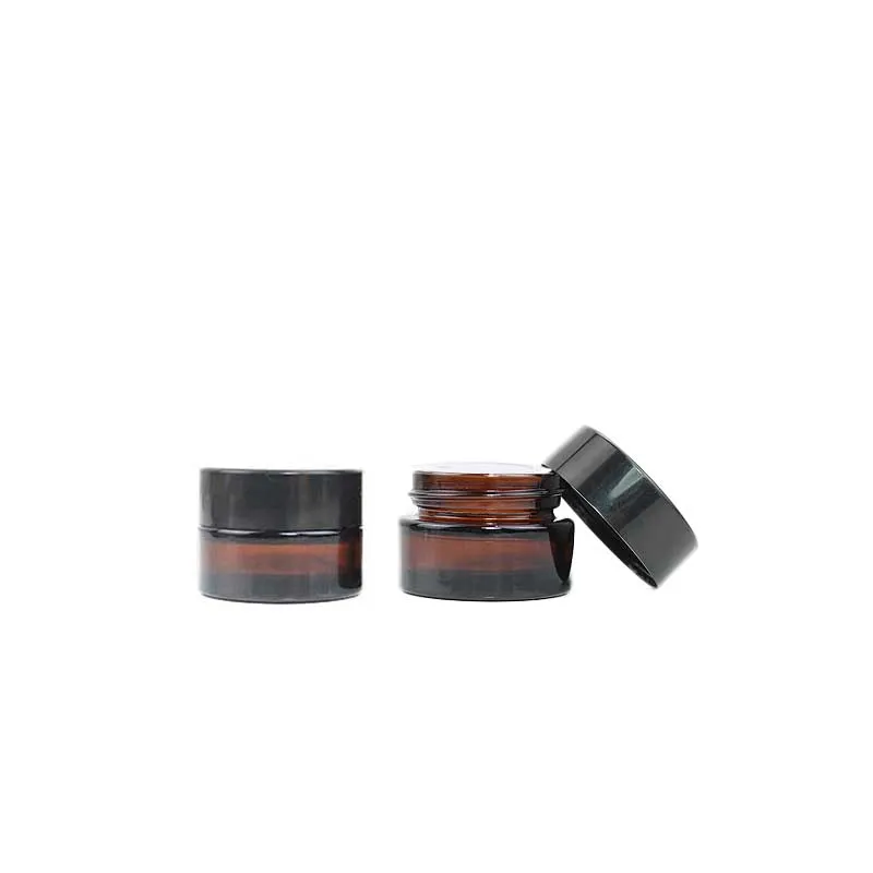 10pcs Amber Glass Cosmetic Jar 5g 10g Face Cream Bottles Lip Balm Pot Sample Skin Care