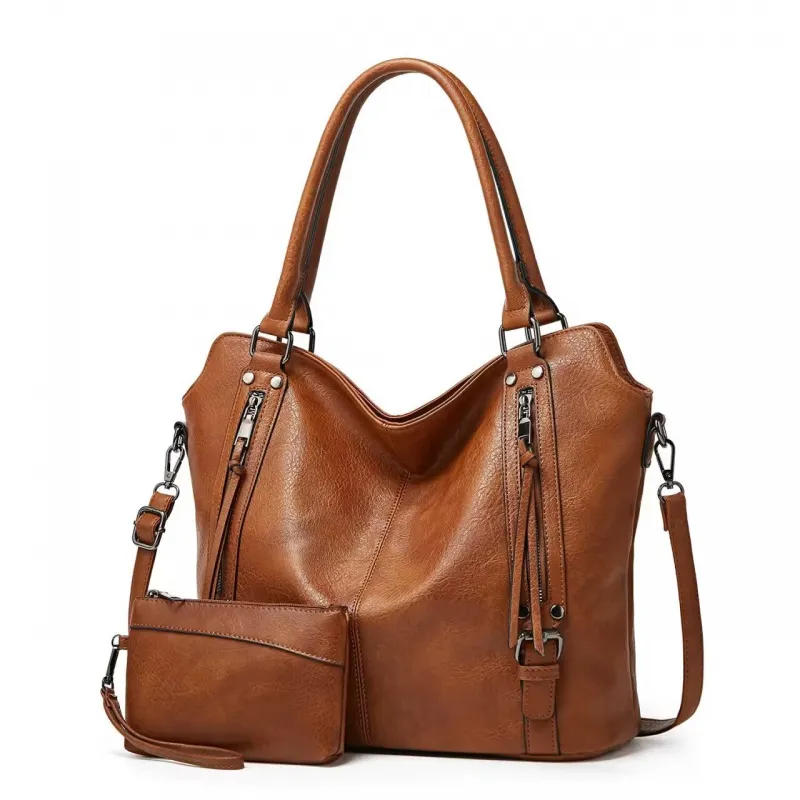 Large Capacity Leather Women S Purses And Handbags Fashion Tassel Tote Bag Vintage Female Shoulder Messenger