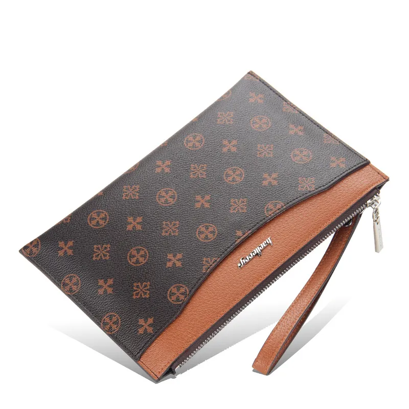 Men S Long Pu Leather Wallets Vintage Cellphone Clutch Multi Functional Purse Large Capacity Envelope Handbag