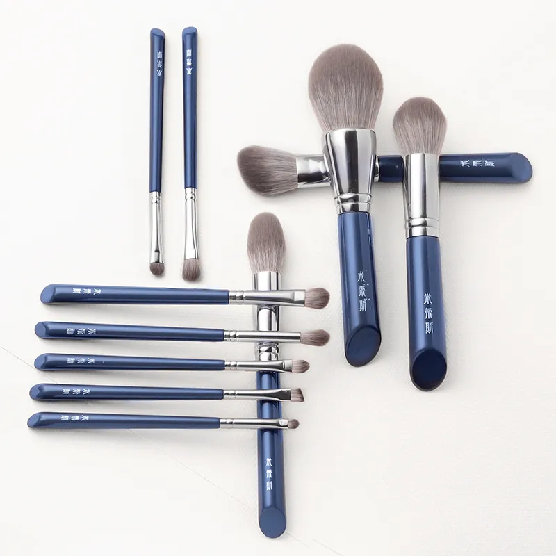 Mydestiny Azure Blue 11pcs Makeup Brush Set Kit Super Soft Fiber High Quality Face Eye Foundation