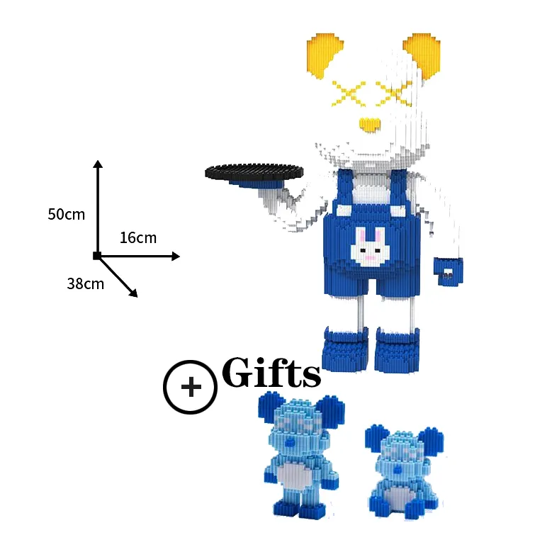 New Big 50cm Bearbrick Figures Building Blocks Cartoon Bearbricklys Bear Model Micro Diamond Brick Kits Toys
