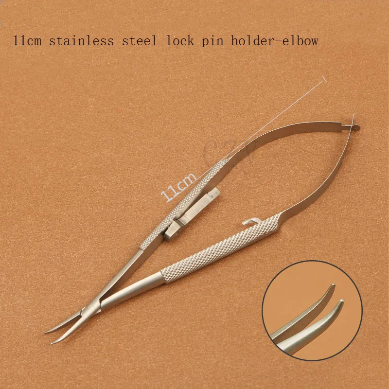Stainless Steel Ophthalmic Microscope Instruments Surgical Tools Locking Needle Holder Straight Curved Fixation