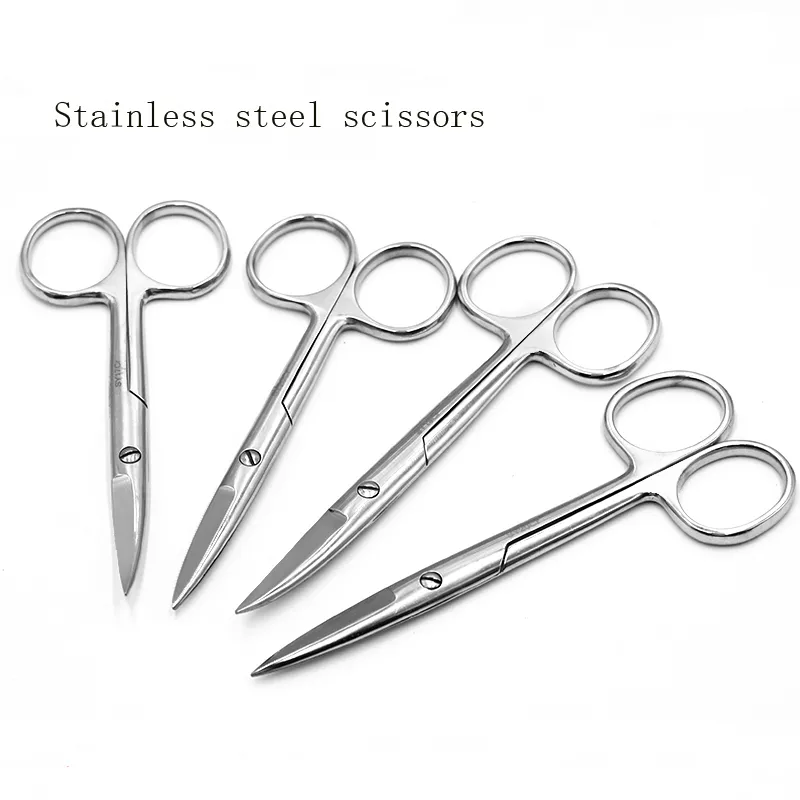 Stainless Steel Surgical Dressing Scissors Double Eyelid Tool Straight Elbow Round Blunt Scissors Cosmetic Plastic Instrument