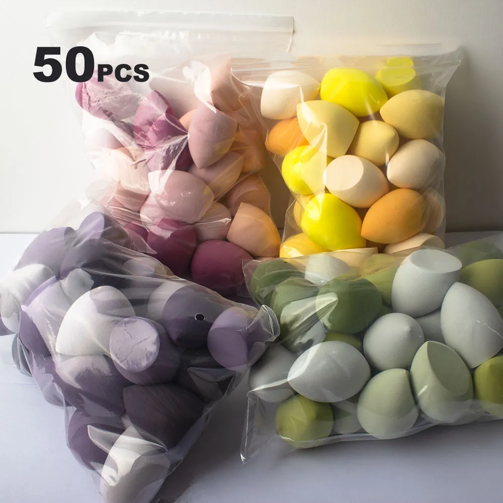 Wholesale 50 Pcs Sponge Cosmetic Puff Bulk Wholesale Beauty Egg Set Water Drop Puff Makeup Egg