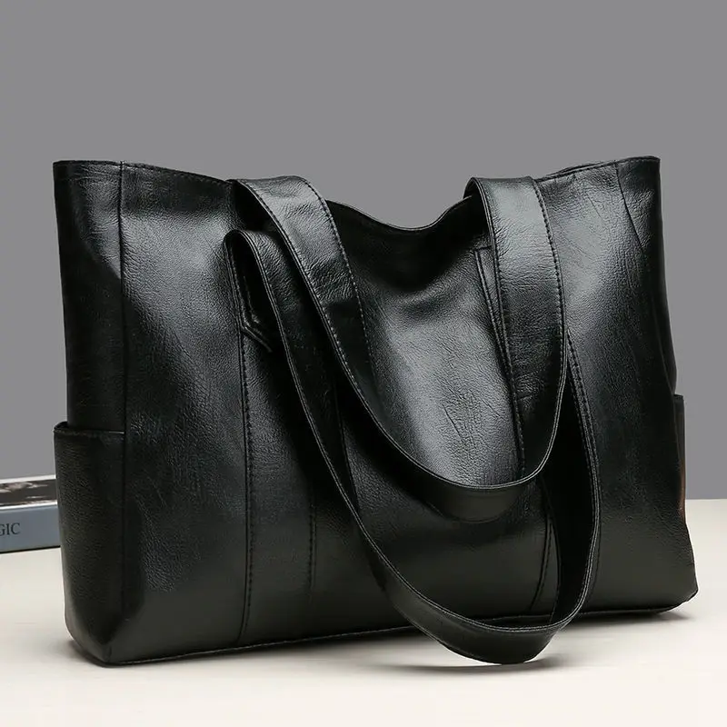 Fashion Large Soft Leather Ladies Bag European And American Retro Ladies Large Capacity Shoulder Handbag Pu