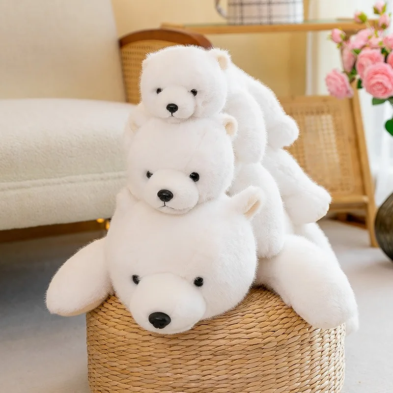 Home Bedroom Children S Gift Cute Polar Bear Doll Soft Prone Animal Bear Plush Toy Aquarium