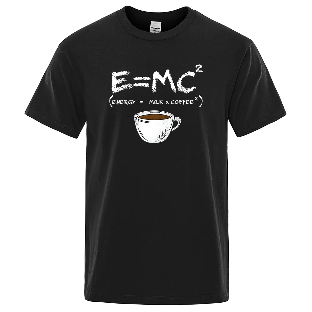Energy Milk Coffee Printing Men Tshirt Casual Breathable Tshirts Funny Cotton Loose Tees Shirts Street Oversized